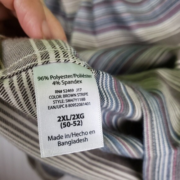 Swiss tech Mens plus size striped button up shirt size 2xl - Picture 2 of 14